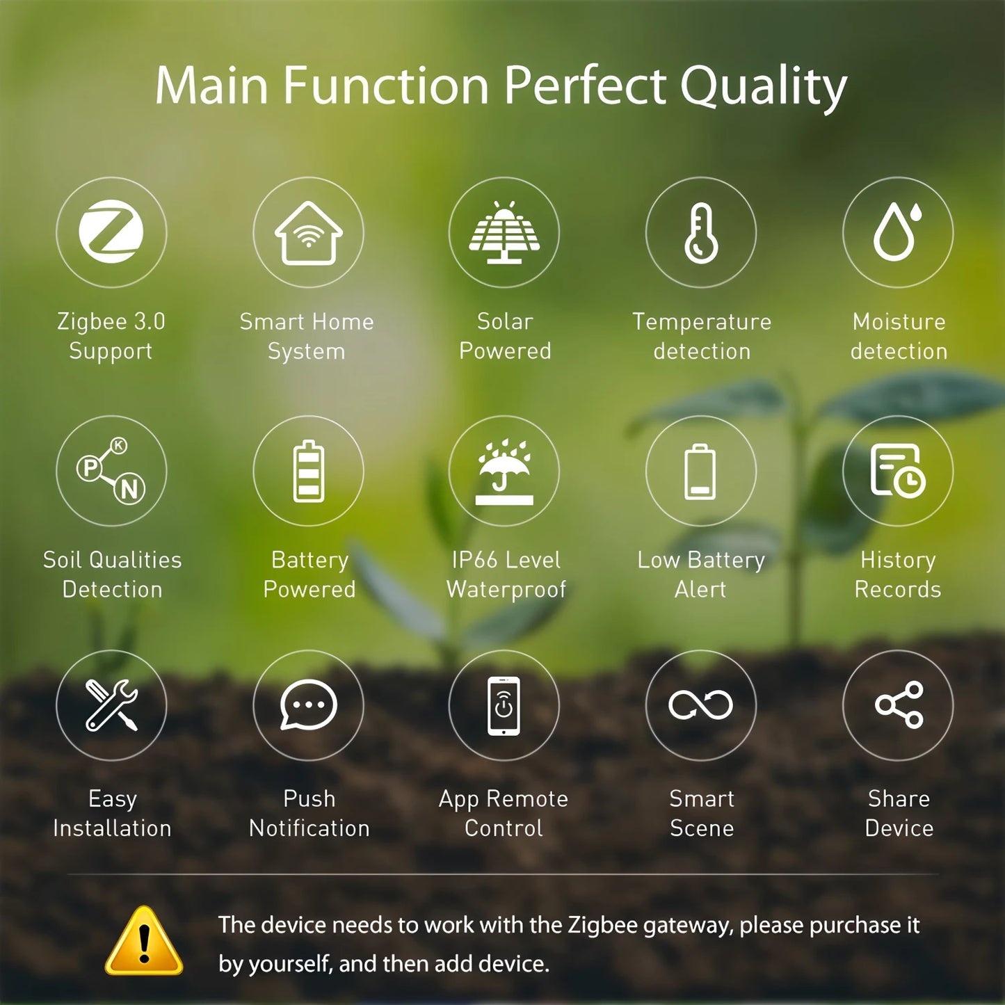 Tuya Smart Zigbee Solar Soil Sensor Temperature and Humidity Meter Thermo Hygrometer Home Garden Automation Irrigation Detector
