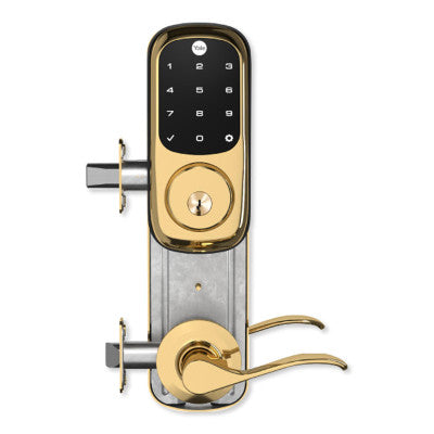 Yale Z-Wave Plus Assure Interconnected Lockset with Touchscreen Deadbolt, Norwood Lever, 4" Prep, Left-Handed, Polished Brass