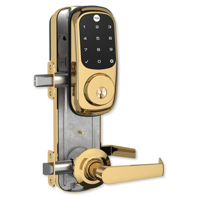 Yale Touchscreen Deadbolt Assure Lock® Interconnect with Z-Wave Plus and Norwood Lever, Left-Handed, Polished Brass