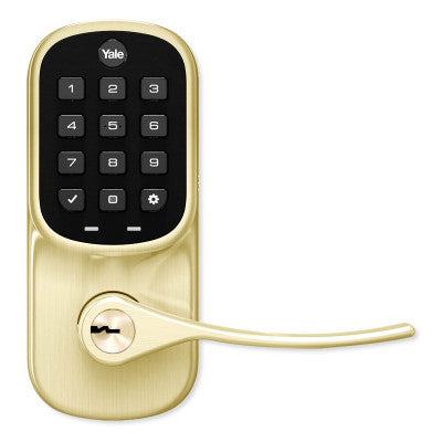 Yale Z-Wave Plus Assure Push Button Keypad Lever Lock, Gen5, Lifetime Brass