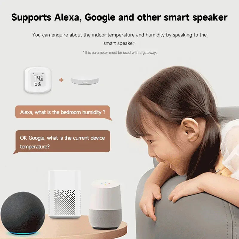 Tuya Wifi for Zigbee Temperature Humidity Sensor Smart Home Automation Indoor Thermometer LCD Display Works with Alexa Google