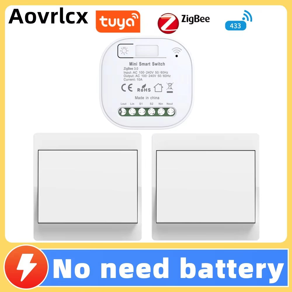 Tuya Zigbee Self Powered Diy Whole House Smart Switch No Battery Waterproof Wireless Remote Control Kinetic Switches Set