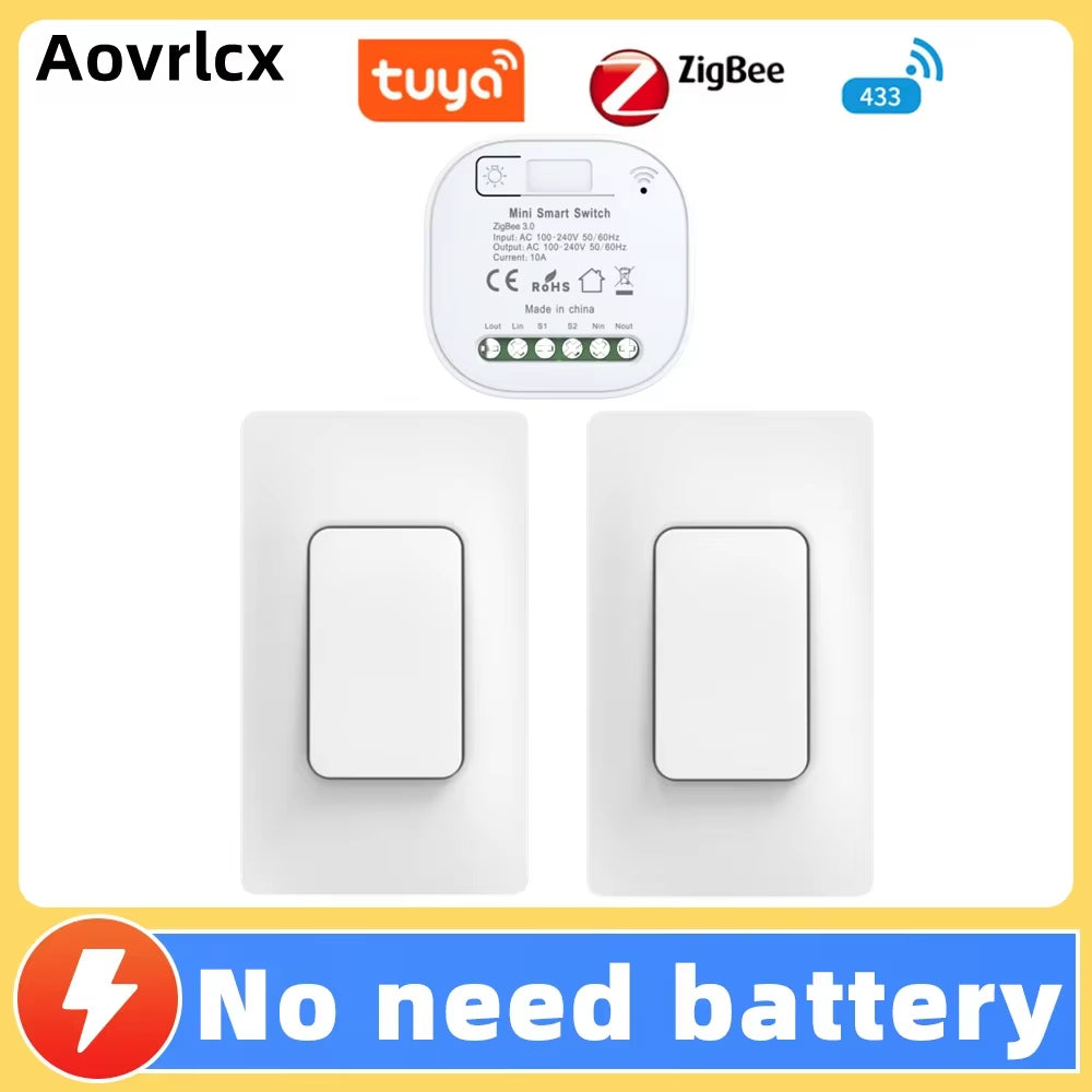 Tuya Zigbee Self Powered Diy Whole House Smart Switch No Battery Waterproof Wireless Remote Control Kinetic Switches Set