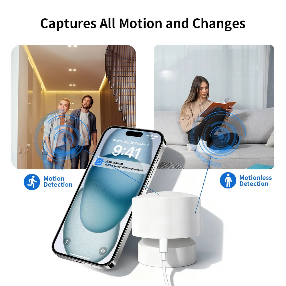 Tuya Zigbee or 2.4Wifi Smart Human Presence Sensor 24G Mmwave Radar No Camera Privacy Protection for Google Alexa Smart Life APP
