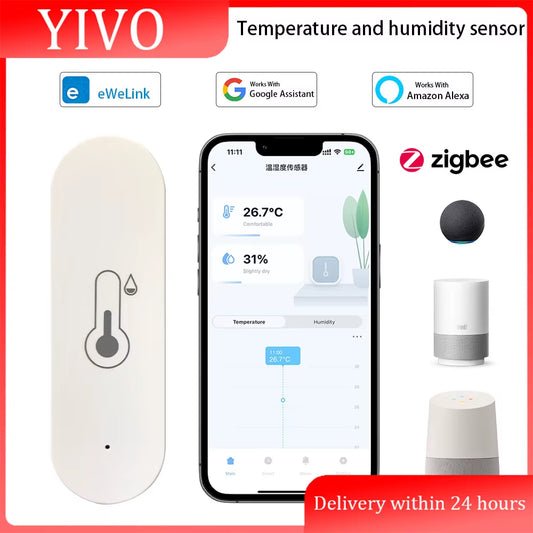 Ewelink Zigbee3.0 Temperature Humidity Sensor Smart Home Indoor Hygrometer APP Monitoring Work with Google Home Alexa