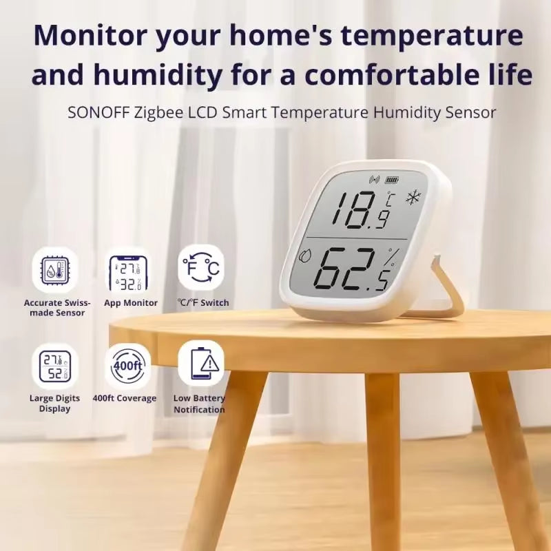 SNZB 02D Zigbee Temperature Humidity Sensor SNZB-02D with LCD Screen for Ewelink Zbbridge Pro Alexa Google Home Assistant