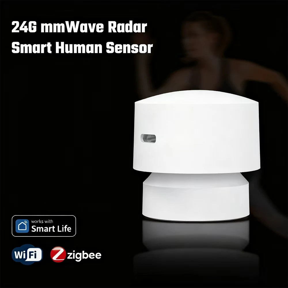Tuya Zigbee or 2.4Wifi Smart Human Presence Sensor 24G Mmwave Radar No Camera Privacy Protection for Google Alexa Smart Life APP
