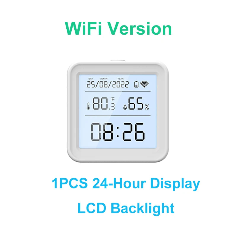 Tuya Smart Home Zigbee Temperature & Humidity Sensor LED Backlight Smart Life APP Remote Work with Alexa Google Assistant