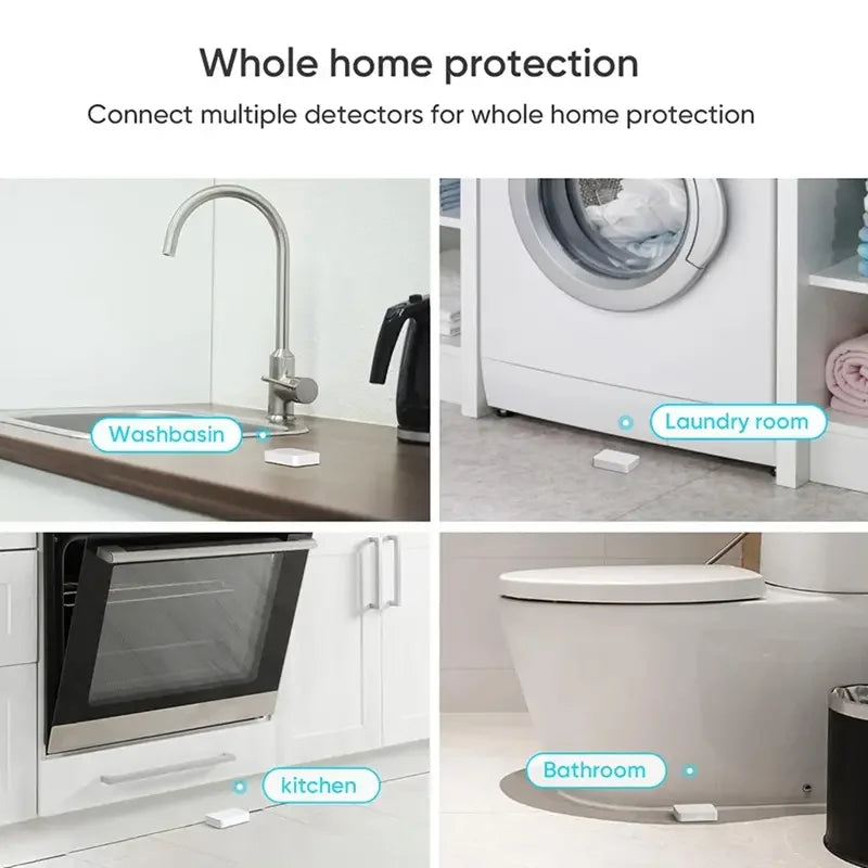 Tuya Zigbee Water Leak Sensor Smart Leakage Detector Built-In Smart Siren 85Db Alarm Sound for Smart Home Security System