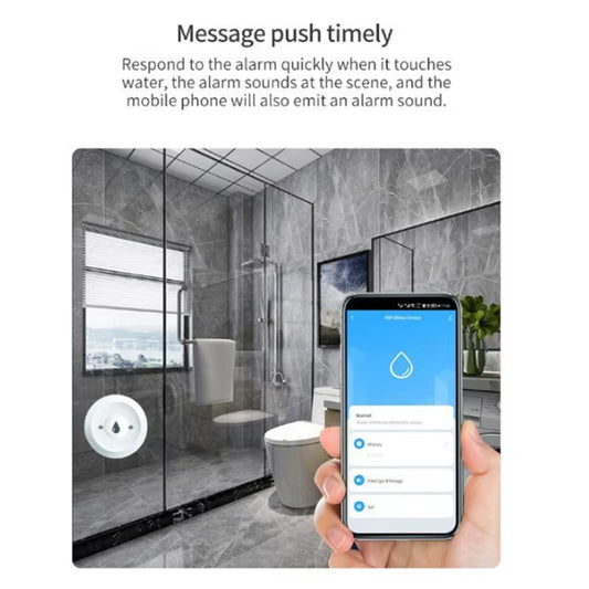 B50B-Zigbee TUYA Smart Water Leak Detector Flood Sensor Remote Monitoring via Tuya Zigbee Gateway Water Tank Full Alarm