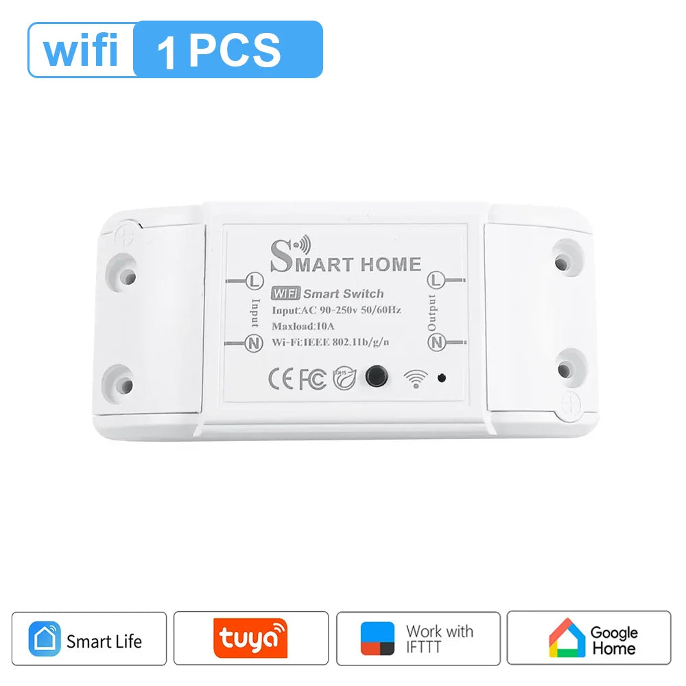 Smart Home Automation Tuya Wifi Zigbee Switch 10A Remote Control Relay Smart Life for Alexa Google Home Assistant Yandex Ewelink