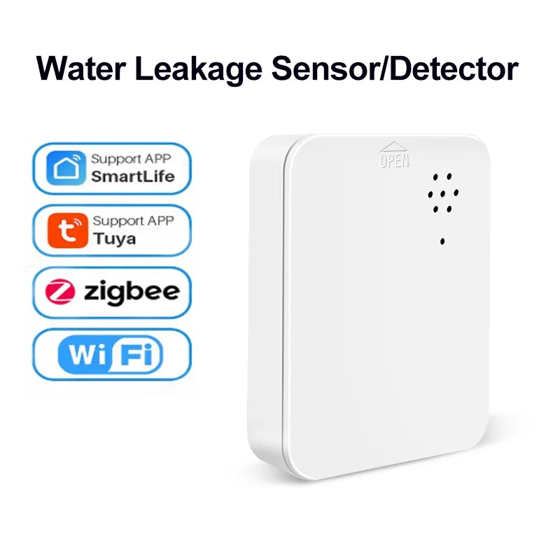 Tuya Zigbee Water Leak Sensor Smart Leakage Detector Built-In Smart Siren 85Db Alarm Sound for Smart Home Security System