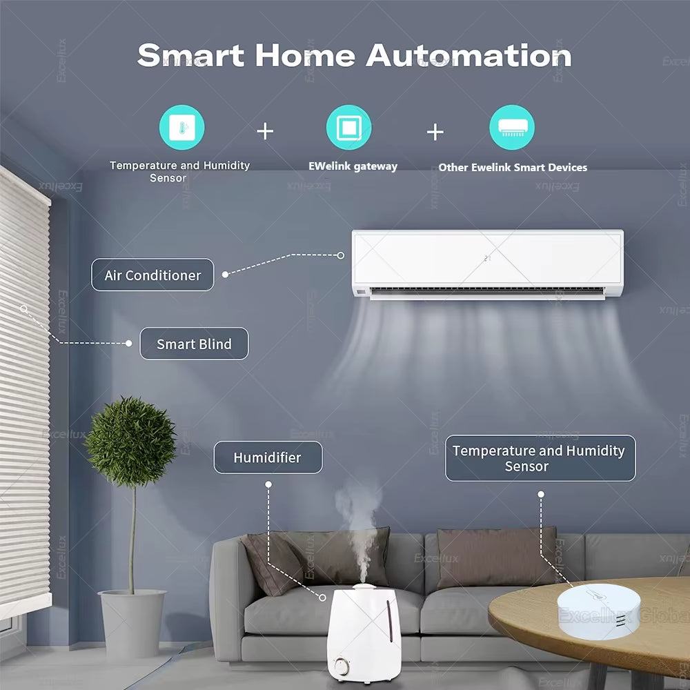 Ewelink Smart Zigbee Temperature Humidity Sensor App Control Indoor Thermometer Monitor Home Automation Works with Alexa Google