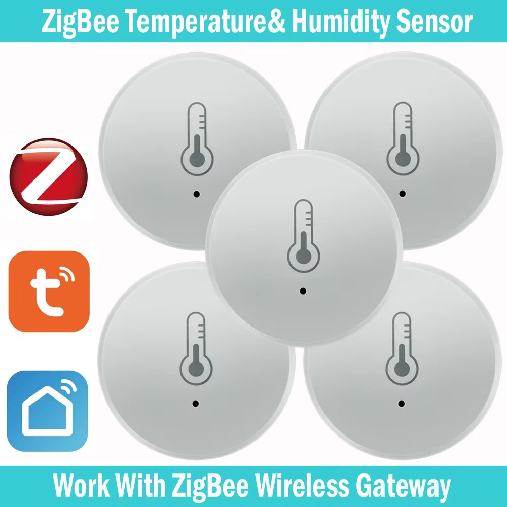 Tuya Zigbee Temperature and Humidity Sensor Voice Control Intelligent Home Hygrometer Real-Time Monitoring Voice without Battery