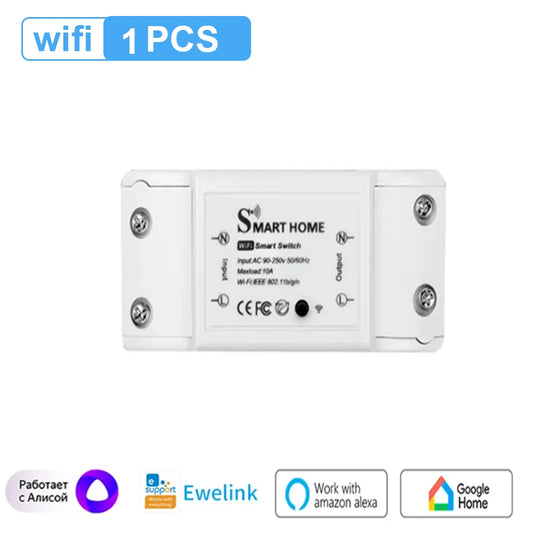 Smart Home Automation Tuya Wifi Zigbee Switch 10A Remote Control Relay Smart Life for Alexa Google Home Assistant Yandex Ewelink