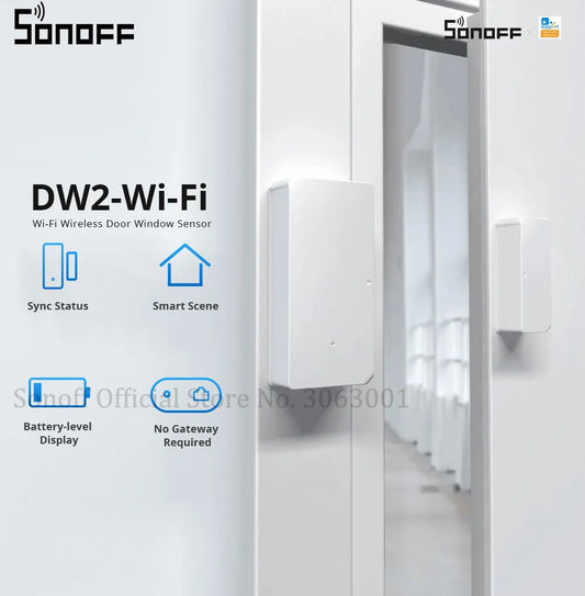 SONOFF DW2 Wifi Wireless Door Window Sensor Open / Closed Detectors e-WeLink APP Alert Notification Smart Home Security Alarm