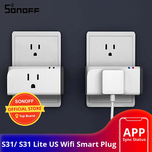 SONOFF S31/ S31 Lite US 15A Plug Wifi Smart Socket Switch Remote Control via eWeLink Smart Home Support Google Home Alexa