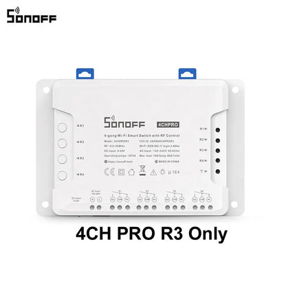 SONOFF 4CHPROR3 4 Gang Intelligent Wireless Switch RF Switch Module Breaker Wifi Smart Light Switch Works With RM433 Controller
