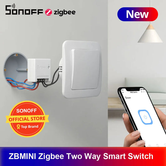 SONOFF ZB MINI Zigbee 3.0 DIY Smart Switch Two Way Switch APP Remote Control Works With Smartthing/ Hue Hub/ SONOFF ZB Bridge