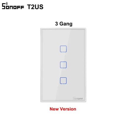 Sonoff T2 US Smart Wifi Wall Light Switch 1 2 3 Gang Touch/WiFi/433 RF/APP Remote Smart Home Wall Touch Switch Works with Alexa