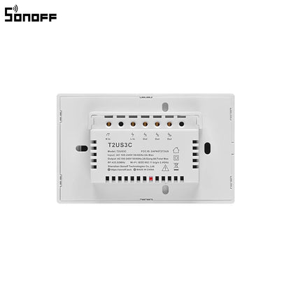 Sonoff T2 US Smart Wifi Wall Light Switch 1 2 3 Gang Touch/WiFi/433 RF/APP Remote Smart Home Wall Touch Switch Works with Alexa