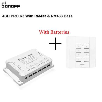 SONOFF 4CHPROR3 4 Gang Intelligent Wireless Switch RF Switch Module Breaker Wifi Smart Light Switch Works With RM433 Controller