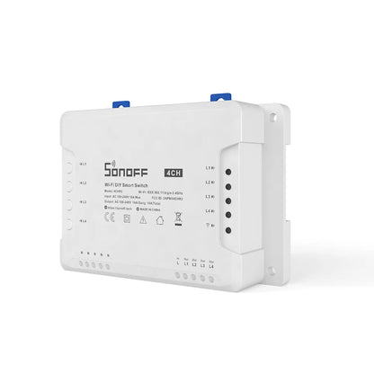 Sonoff 4CHR3 4 Gang Wifi Light Smart Switch, 4 Channels Electronic Switch IOS Android App Control, Works With Alexa Google Home