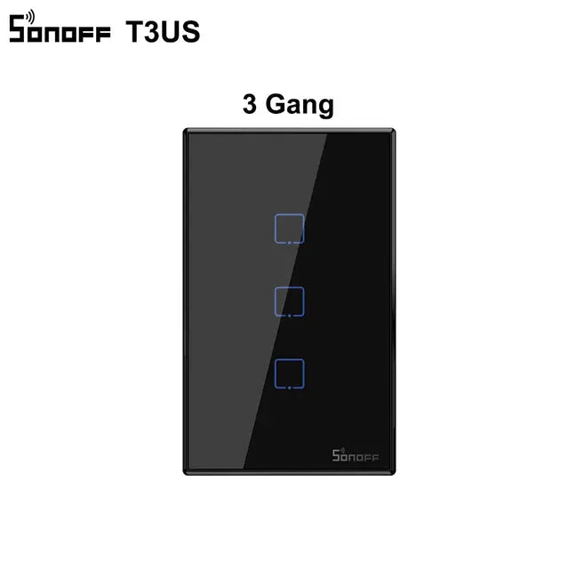 SONOFF T3 Smart Wifi Wall Light US Switch Black 120 Type With Border 1/2/3 Gang 433 RF/APP/Touch Control Works With Google Home