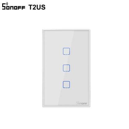 SONOFF T2US TX Smart Wifi Touch Wall Light Switch With Border Smart Home 1/2/3 Gang 433 RF/Voice/APP Control Works With Alexa