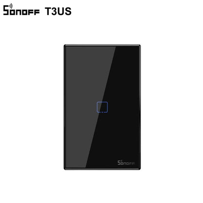 SONOFF T3 Smart Wifi Wall Light US Switch Black 120 Type With Border 1/2/3 Gang 433 RF/APP/Touch Control Works With Google Home