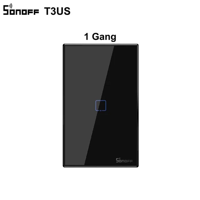 SONOFF T3 Smart Wifi Wall Light US Switch Black 120 Type With Border 1/2/3 Gang 433 RF/APP/Touch Control Works With Google Home