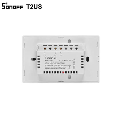 SONOFF T2US TX Smart Wifi Touch Wall Light Switch With Border Smart Home 1/2/3 Gang 433 RF/Voice/APP Control Works With Alexa