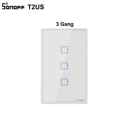 SONOFF T2US TX Smart Wifi Touch Wall Light Switch With Border Smart Home 1/2/3 Gang 433 RF/Voice/APP Control Works With Alexa