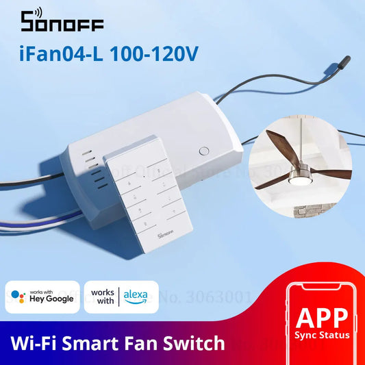 SONOFF iFan04-L WiFi Ceiling Fan And Light Controller 100-120V eWeLink APP/ 433MHz RF Remote Control Smart Home Works Alexa