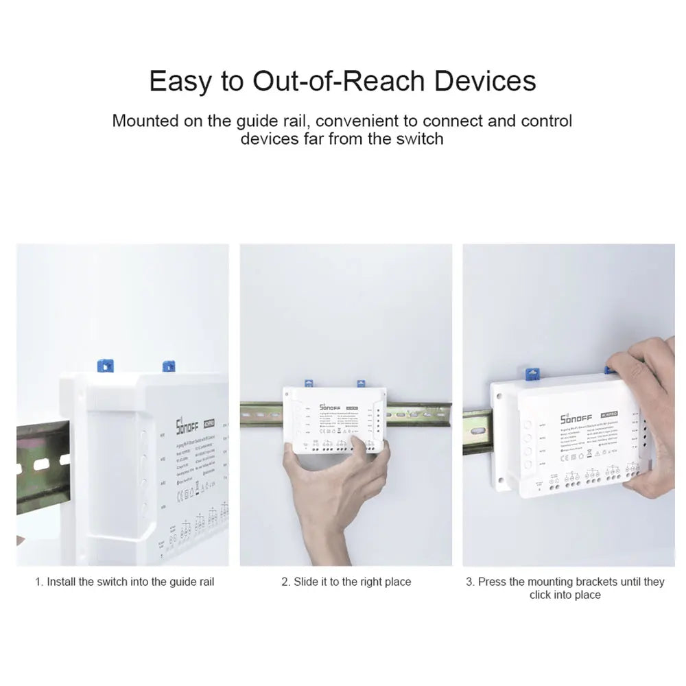 SONOFF 4CHPROR3 4 Gang Intelligent Wireless Switch RF Switch Module Breaker Wifi Smart Light Switch Works With RM433 Controller