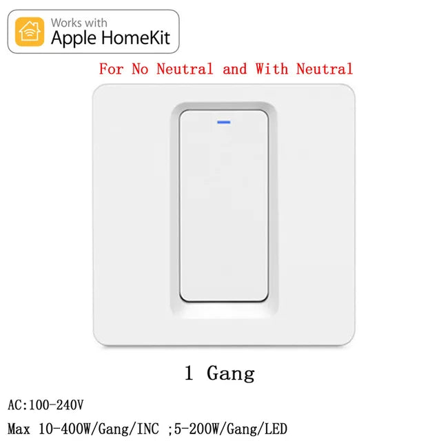 Homekit Smart Light Switch WiFi Wall Switch Push Button 1-3Way Switch Works with Apple HomeKit Siri WiFi Wall Light Switches