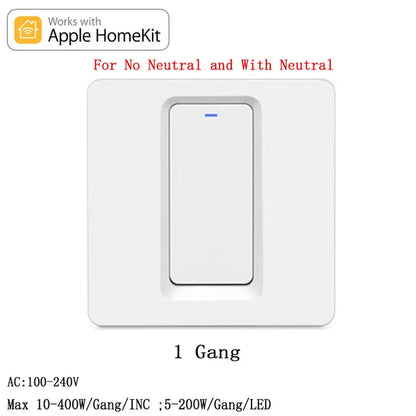 Homekit Smart Light Switch WiFi Wall Switch Push Button 1-3Way Switch Works with Apple HomeKit Siri WiFi Wall Light Switches