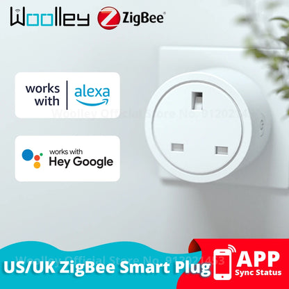 Woolley Smart ZigBee Plug UK US Wireless Control Switch Socket Smart-Home Outlet Module Compatiable With Alexa APP
