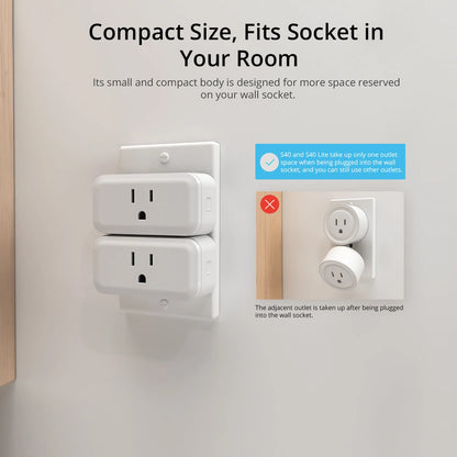 SONOFF S40/ S40 Lite 15A WiFi Smart Plug Type B MINI Wi-Fi Socket Outlets Bluetooth Pairing works Alexa Google Home SONOFF R5