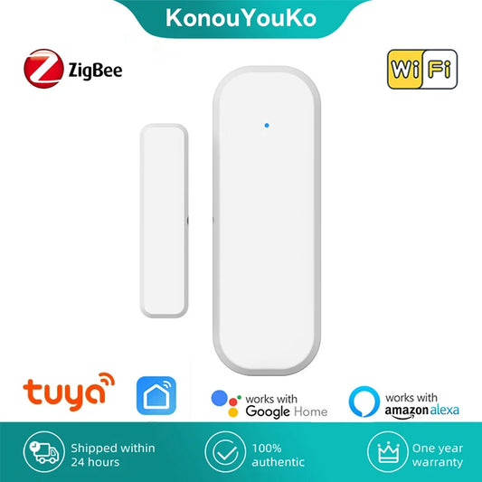 Wifi ZigBee Door Window Sensor Detector Tuya Smart Life App Home Security Protection Alarm System For Alexa Google Assistant