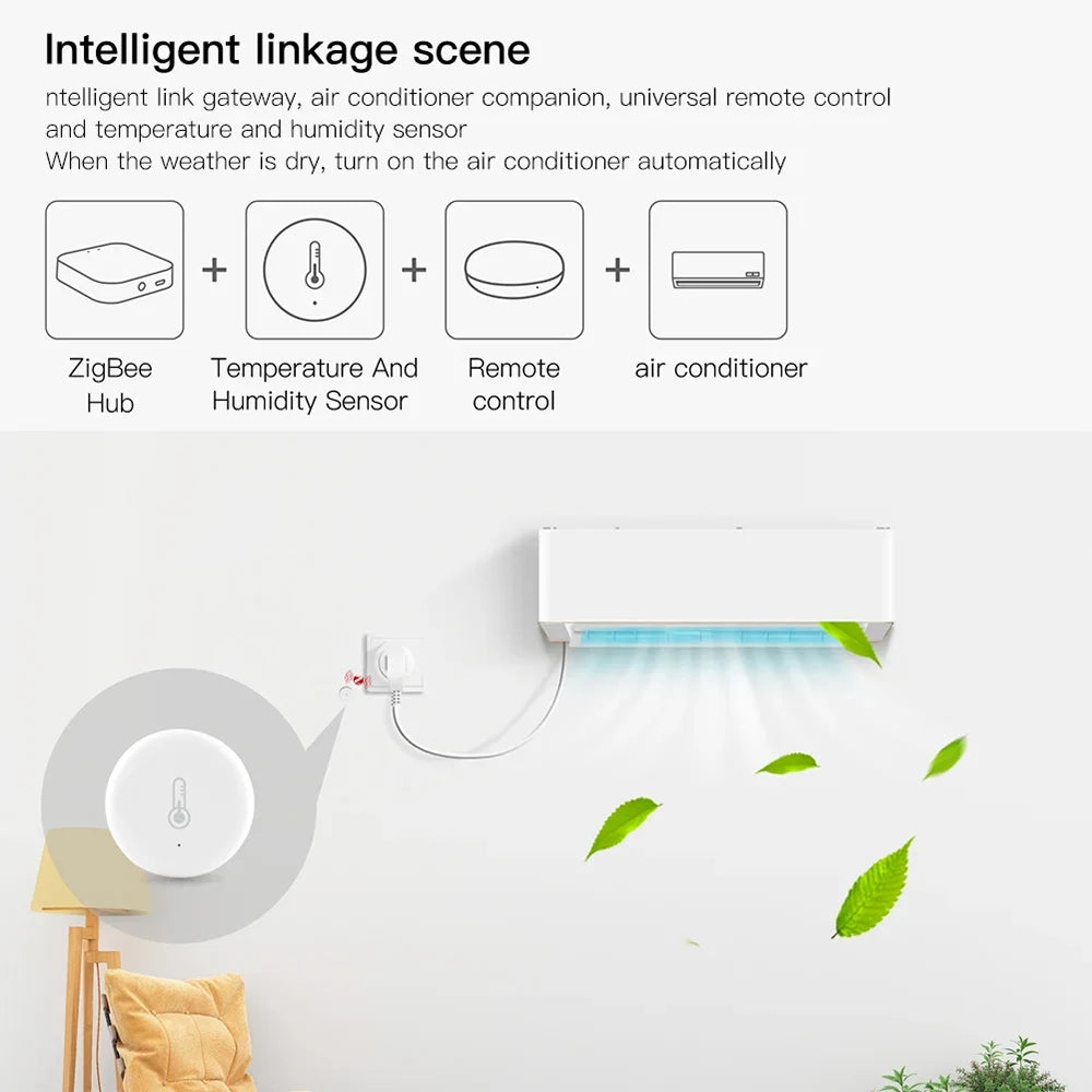 Tuya Smart Zigbee Temperature And Humidity Sensor App Control Indoor Thermometer Monitor Home Automation Works With Alexa Google