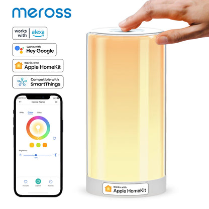 Meross HomeKit Smart Table Lamp RGBWW LED Wi-Fi Night Lamp 6W Touch Sensor Dimmable Bedside Light Support Alexa Google Assistant