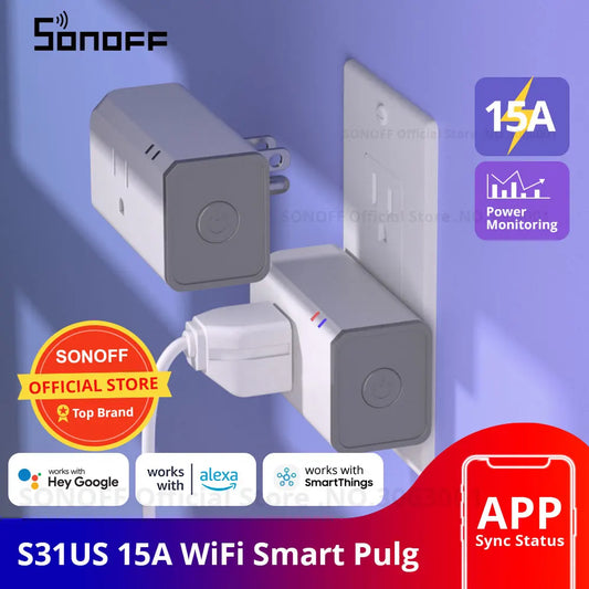 Sonoff S31 US 15A Mini Wifi Smart Socket Home Power Consumption Measure Monitor Energy Usage App Remote IFTTT Control with Alexa