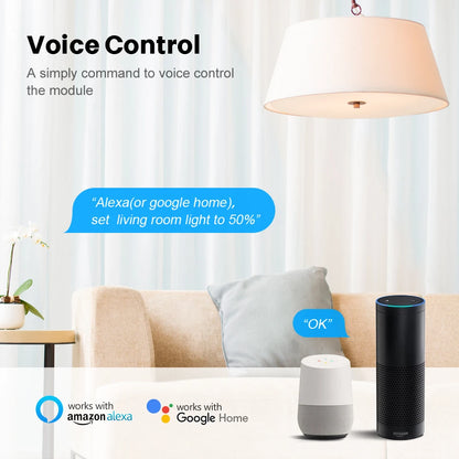 Tuya ZigBee WiFi Smart Dimmer Switch Module Supports Two Way Control Breaker Works with Alexa Alice Google Home, Need Neutral