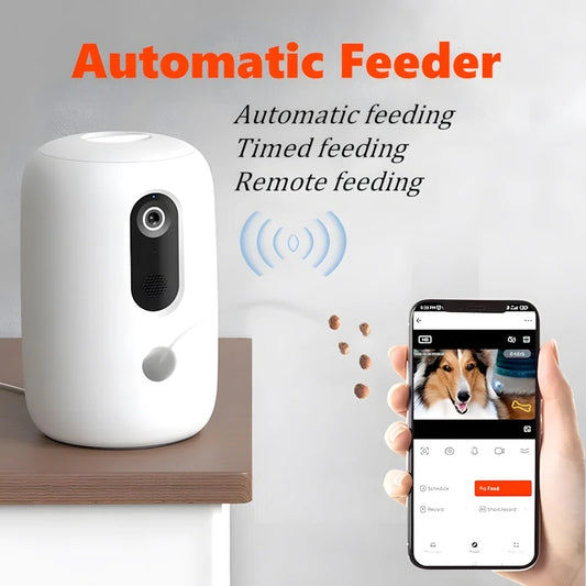 Automatic Feeder Smart Snack High-tech Dispenser & HD Camera WiFi Control Feeder 7L Capacity 1080p 2 Way Audio & Night Vision