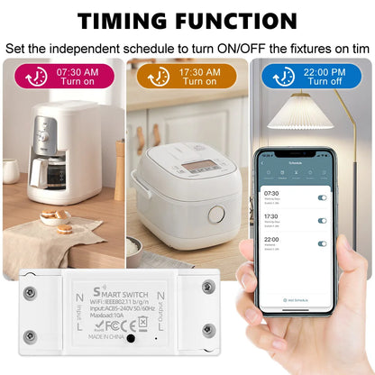 10A WiFi Smart Switch DIY Breaker Smart Home Automation Basic R2 Relay For eWeLink App SmartThings Alice Salute Alexa Google