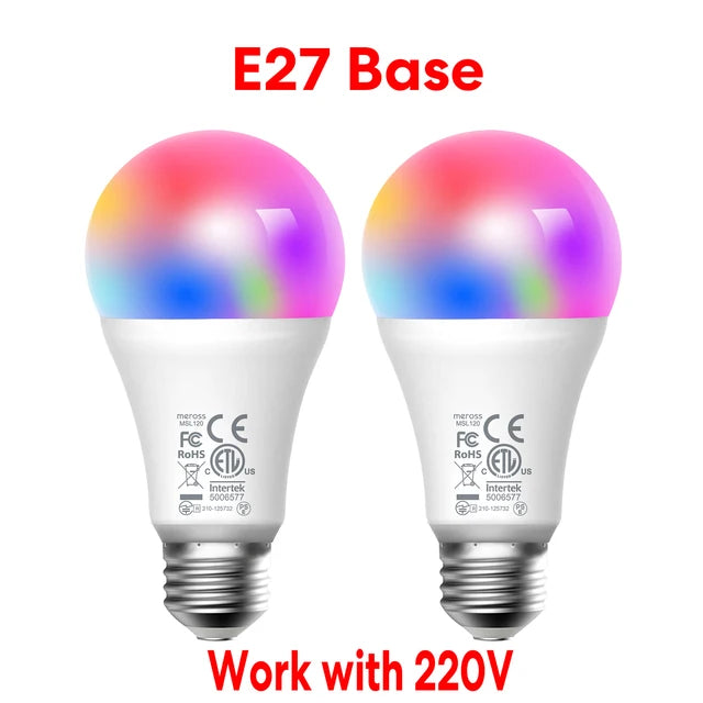 Meross Smart Bulb WiFi Light Bulb LED Lamp RGBWW Dimmable E26 E27 B22 9W(60W Equivalent) Support Alexa Google Home SmartThings