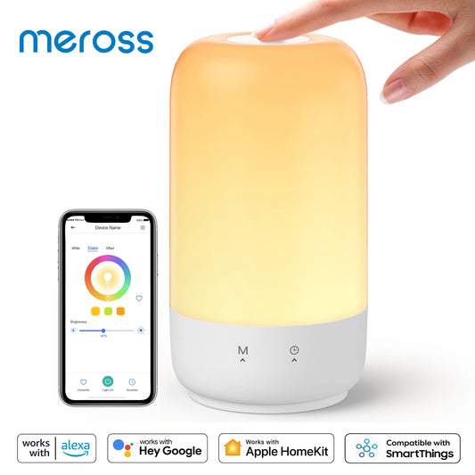 Meross HomeKit Smart Wi-Fi Table Lamp RGBWW Dimmable Touch Control Bedside Night Light Support Alexa Google Home SmartThings
