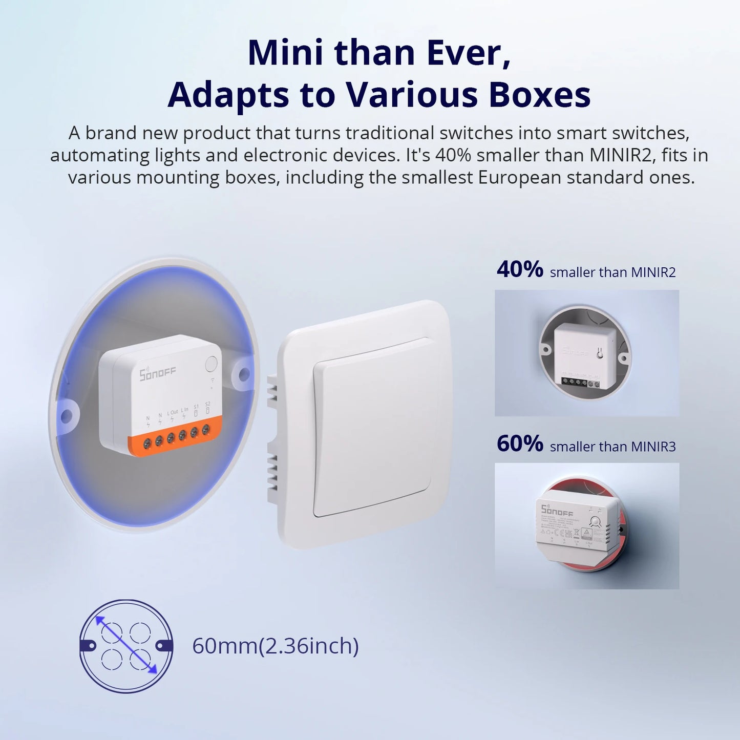SONOFF MINIR4 Wifi MINI Smart Home Switch Supports External Switch Detach Relay Mode Wi-Fi Remote Control via eWeLink APP Alexa