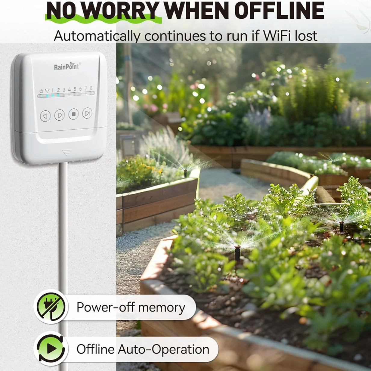RAINPOINT 8 Zone WIFI Smart Garden Irrigation Controller Watering Timer ,Water Valve Irrigation Watering Controller